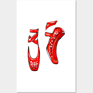 Top 10 best gifts for dancers. Ballet pointe shoes in red. Ballerina dancer dancing dance Posters and Art